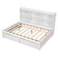 Full Bed With Side Bookcase, Drawers,White White Pine