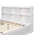 Full Bed With Side Bookcase, Drawers,White White Pine