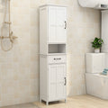 Double Door Narrow Height Slim Floor Standing Cabinet White Mdf