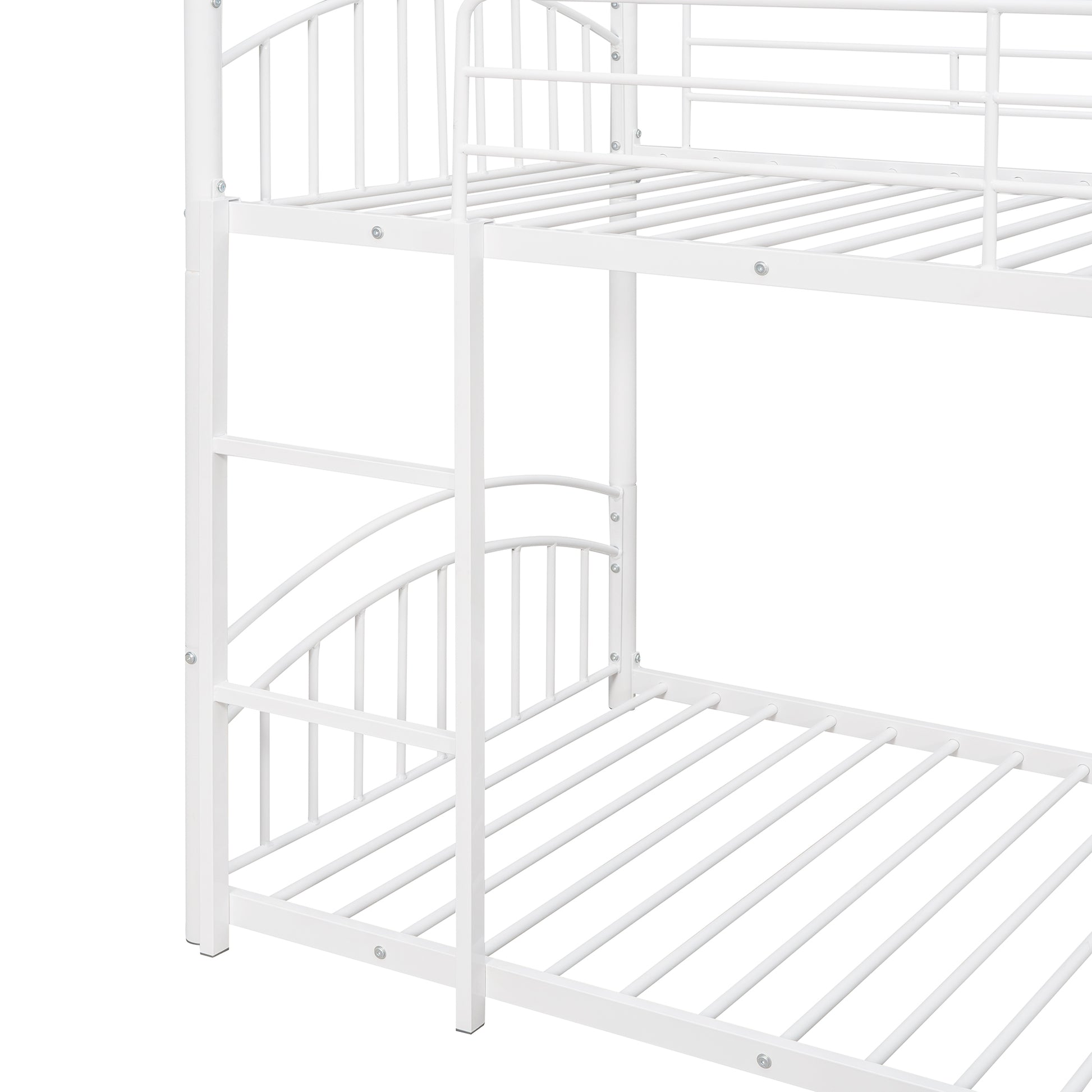 Twin Over Twin Metal Bunk Bed With Slide,Kids House Bed White White Metal