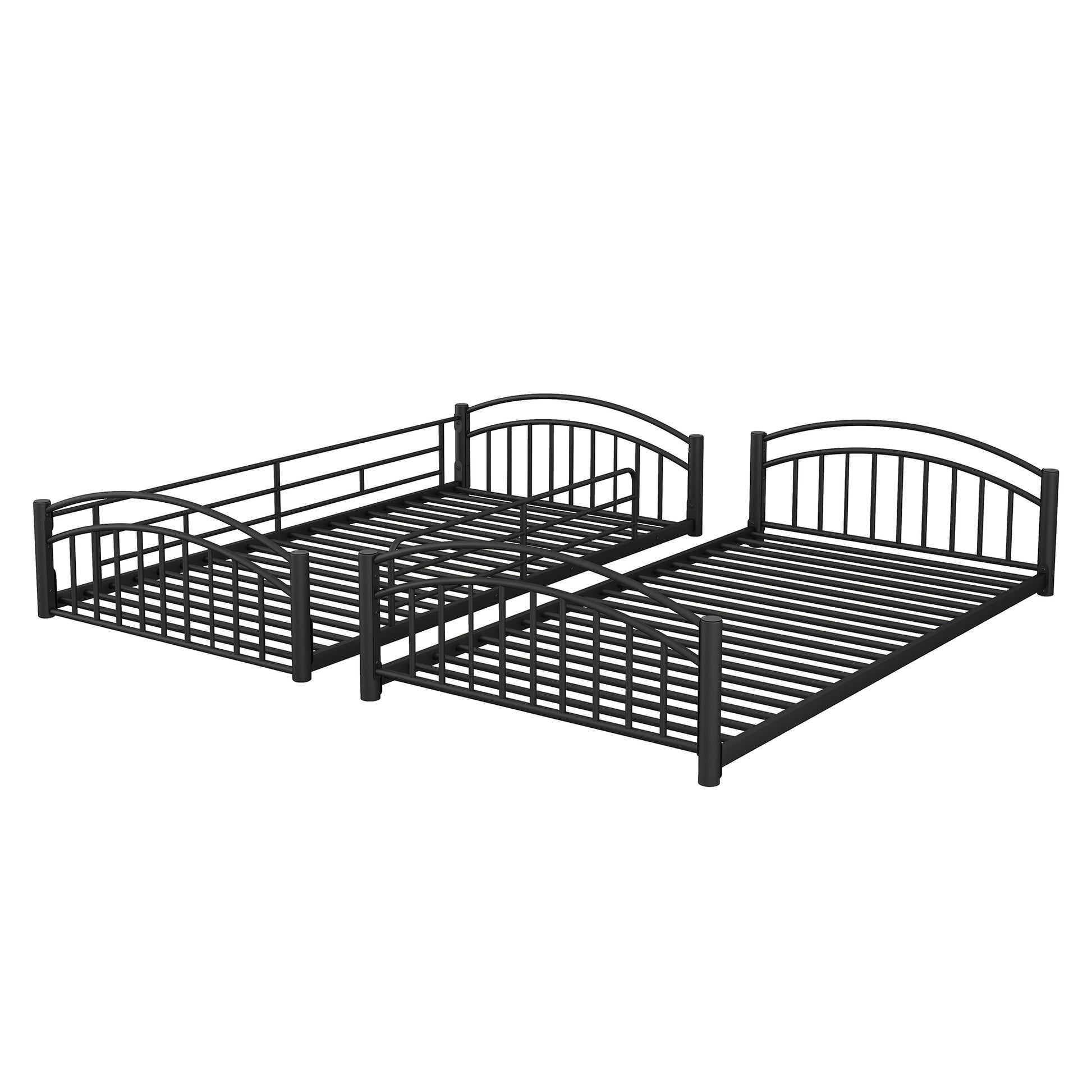 Twin Over Twin Metal Bunk Bed With Slide,Kids House Bed Black Black Metal