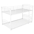 Twin Over Twin Metal Bunk Bed With Slide,Kids House Bed White White Metal