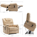 Lounge Chair Lift Chair Relax Sofa Chair Sitting Room Furniture Sitting Room Power Supply Elderly Electric Lounge Chair 180 Degree Lying Flat Beige Yellow Cotton Pu