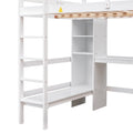 Full Size Loft Bed With Multifunction Shelves And Under Bed Desk, White White Pine