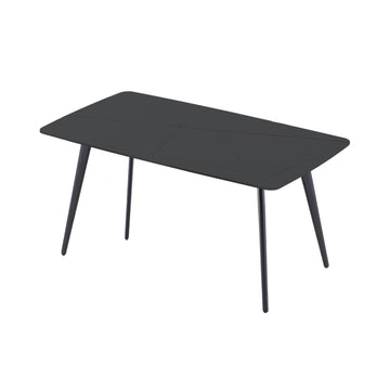Update Package Sintered Stone Dining Table Thickness Of 12Mm Porcelain 70.86'' Black Black Foam Metal
