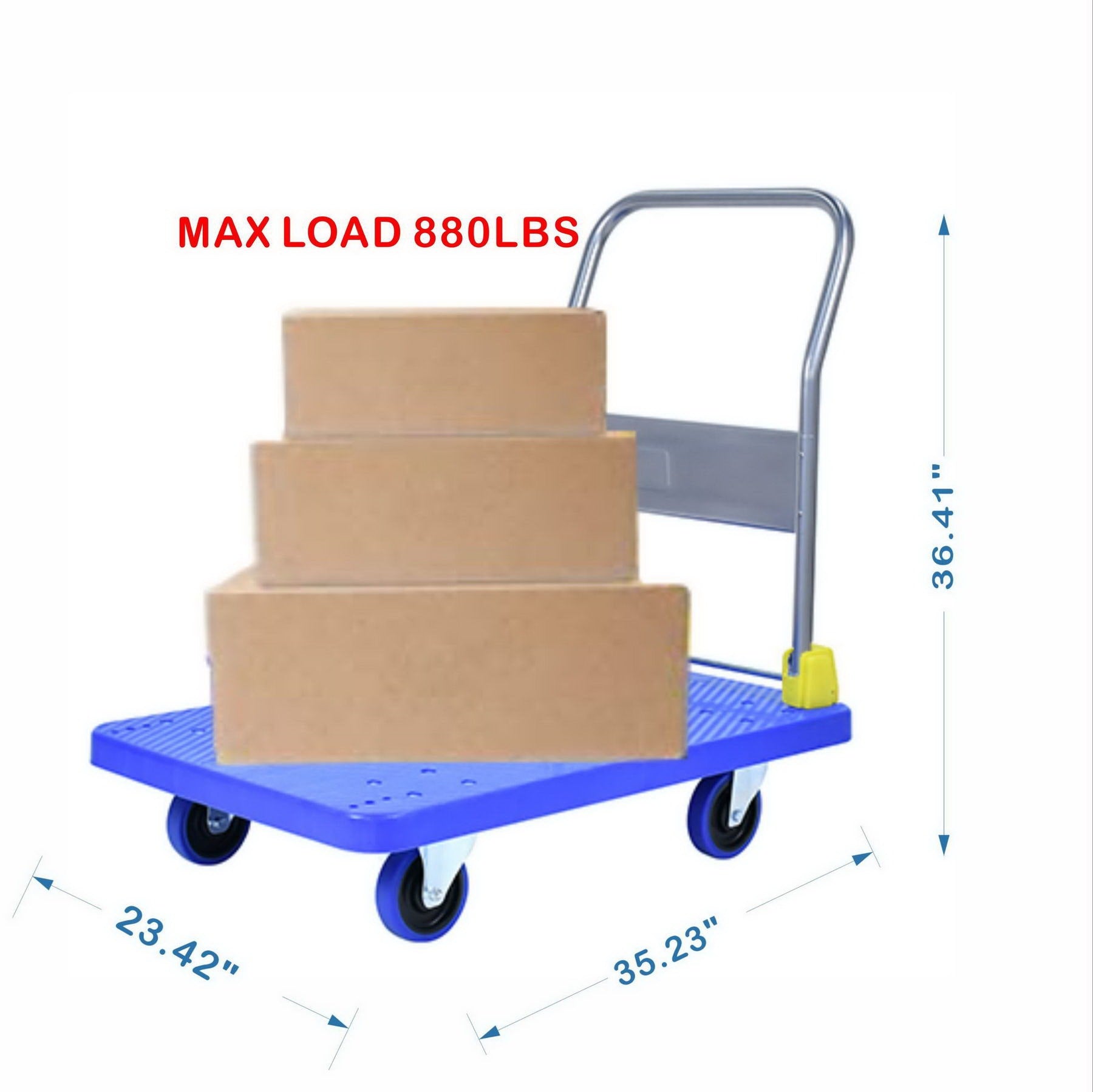 Foldable Platform Push Hand Truck Cart, 880 lbs. blue-polypropylene-metal