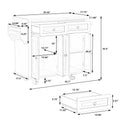 Kitchen Island Cart with Two Storage Cabinets and Two white-mdf