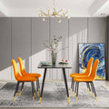 Orange Velvet Tufted Accent Chairs With Golden Color Metal Legs, Modern Dining Chairs For Living Room,Set Of 2 Metal Plaid Orange Dining Room Powder Coated Foam Dry Clean Modern Solid Back Foam Velvet