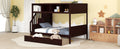 Twin Over Full Bunk Bed With Shelfs, Storage Staircase And 2 Drawers, Espresso Espresso Solid Wood Mdf