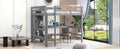 Full Size Loft Bed With Multifunction Shelves And Under Bed Desk, Gray Gray Pine