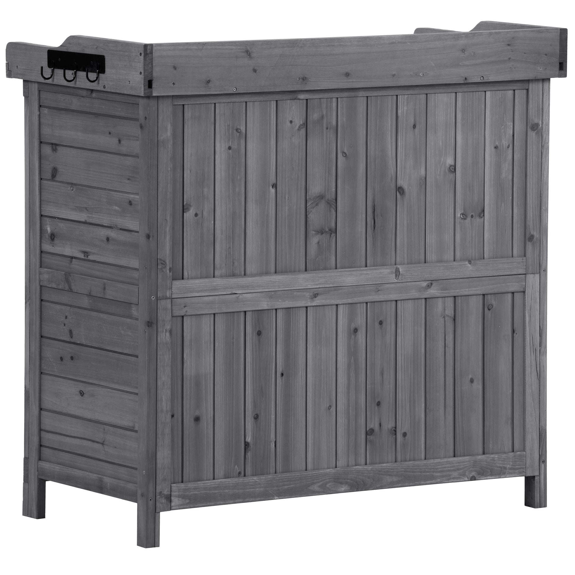 Outdoor 39" Potting Bench Table, Rustic Garden Wood Workstation Storage Cabinet Garden Shed With 2 Tier Shelves And Side Hook, Grey Grey Garden & Outdoor Casual Wood Solid Wood