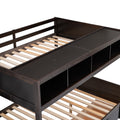 Twin Over Full Bunk Bed With Shelfs, Storage Staircase And 2 Drawers, Espresso Espresso Solid Wood Mdf