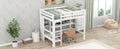 Full Size Loft Bed With Multifunction Shelves And Under Bed Desk, White White Pine