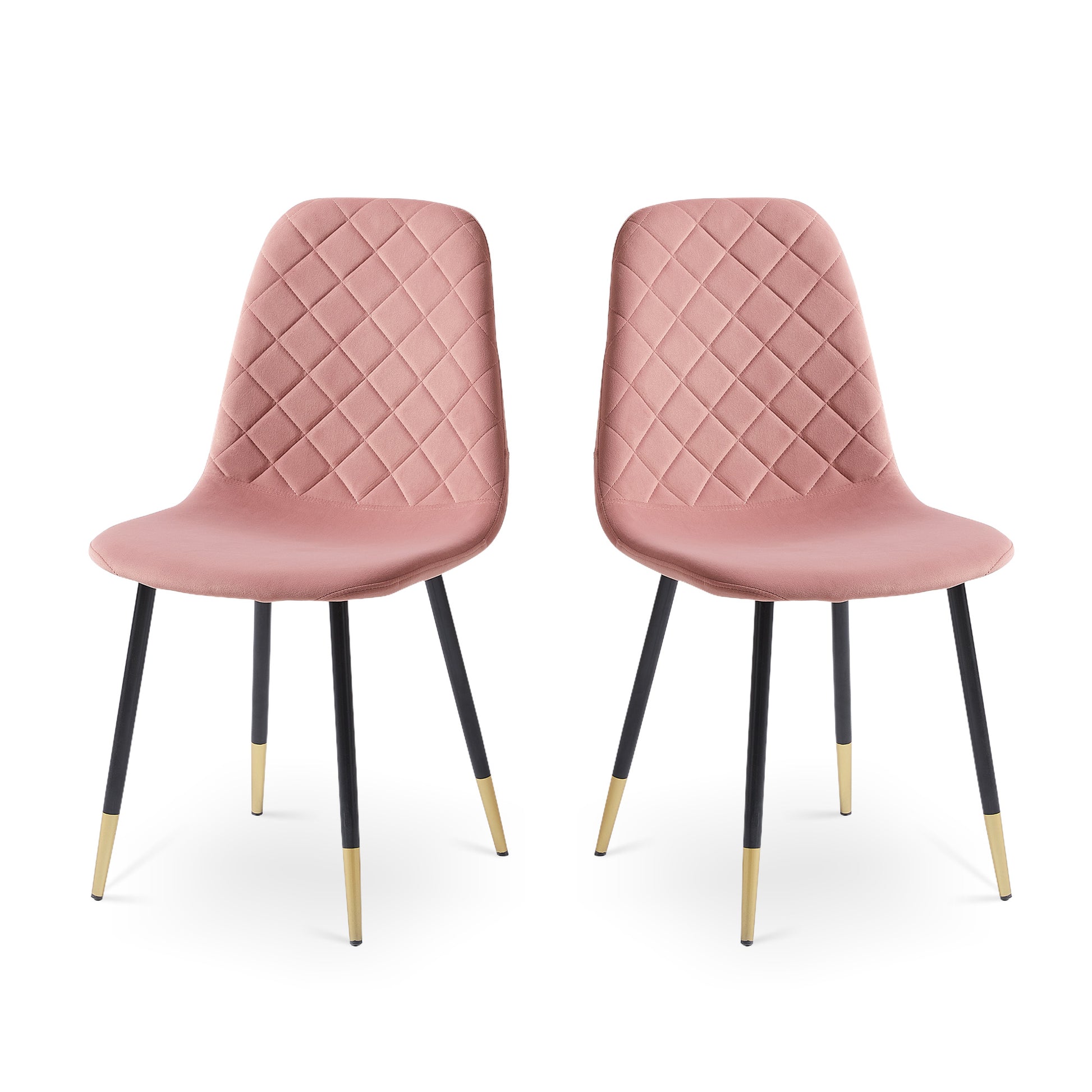 Pink Velvet Tufted Accent Chairs With Golden Color Metal Legs, Modern Dining Chairs For Living Room,Set Of 2 Metal Plaid Pink Dining Room Powder Coated Foam Dry Clean Modern Dining Chairs Solid Back Foam Velvet