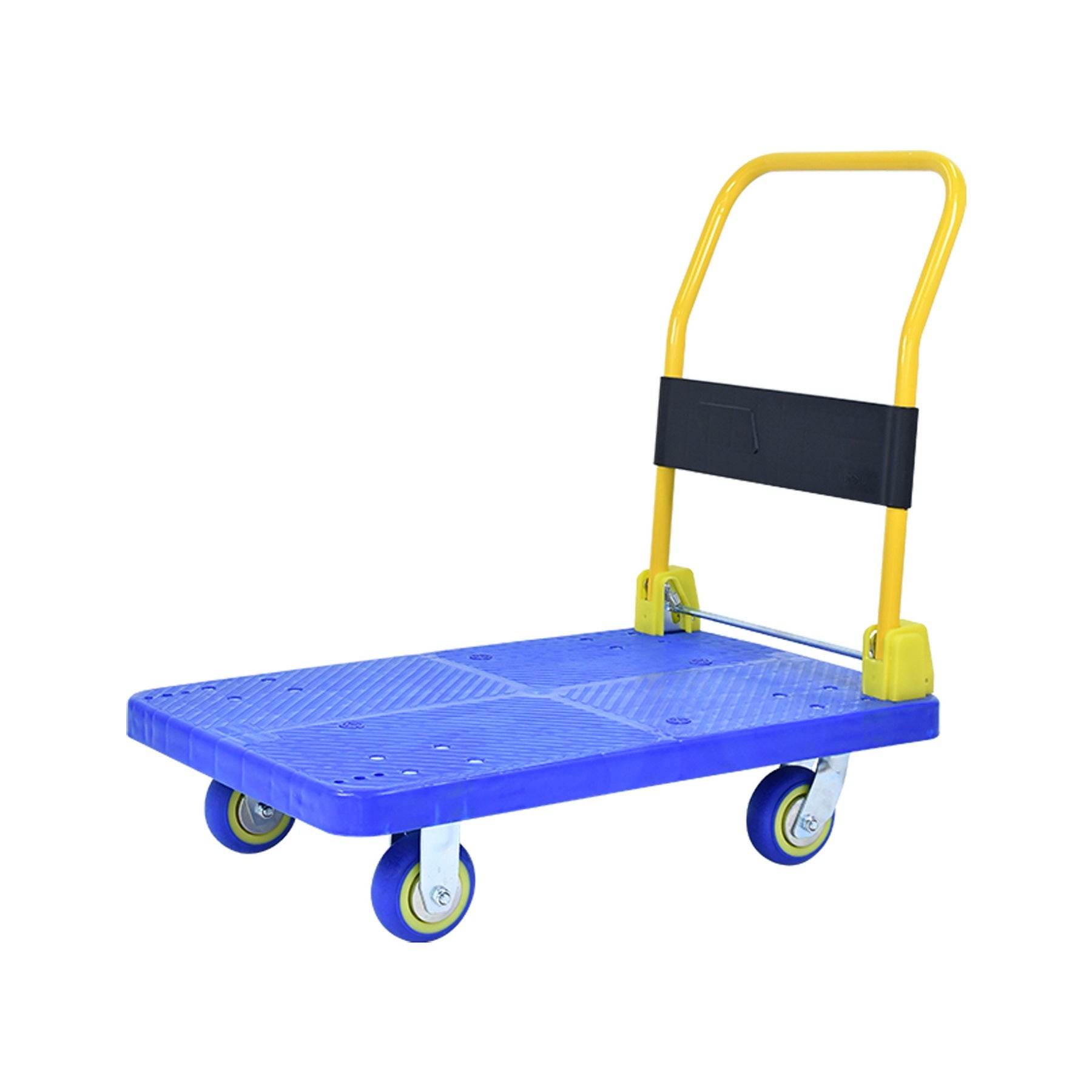 Foldable Platform Push Hand Truck Cart, 1320 lbs. blue-polypropylene-metal