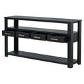 62.2'' Modern Console Table Sofa Table For Living Room With 4 Drawers And 2 Shelves Black Solid Wood Mdf