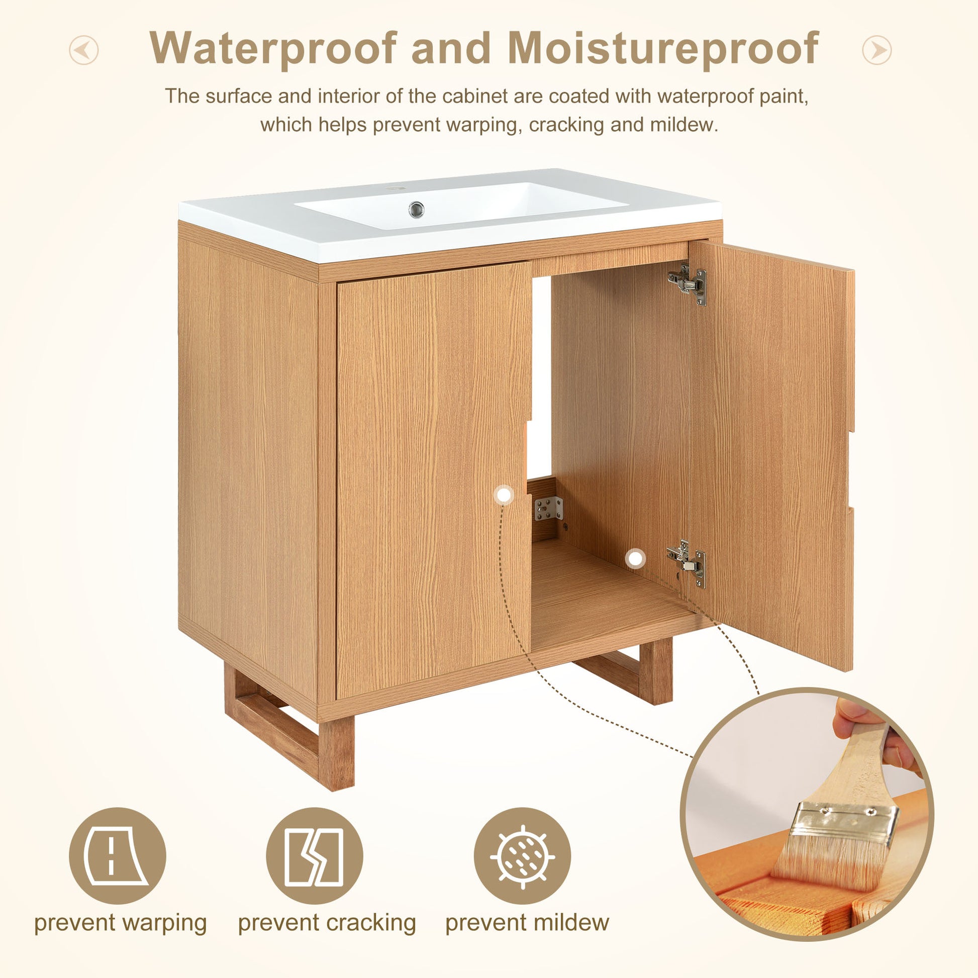 30" Bathroom Vanity Set With Sink, Combo Cabinet, Bathroom Storage Cabinet, Solid Wood Frame Burly Wood Bathroom Solid Wood Mdf