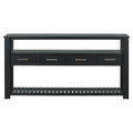 62.2'' Modern Console Table Sofa Table For Living Room With 4 Drawers And 2 Shelves Black Solid Wood Mdf