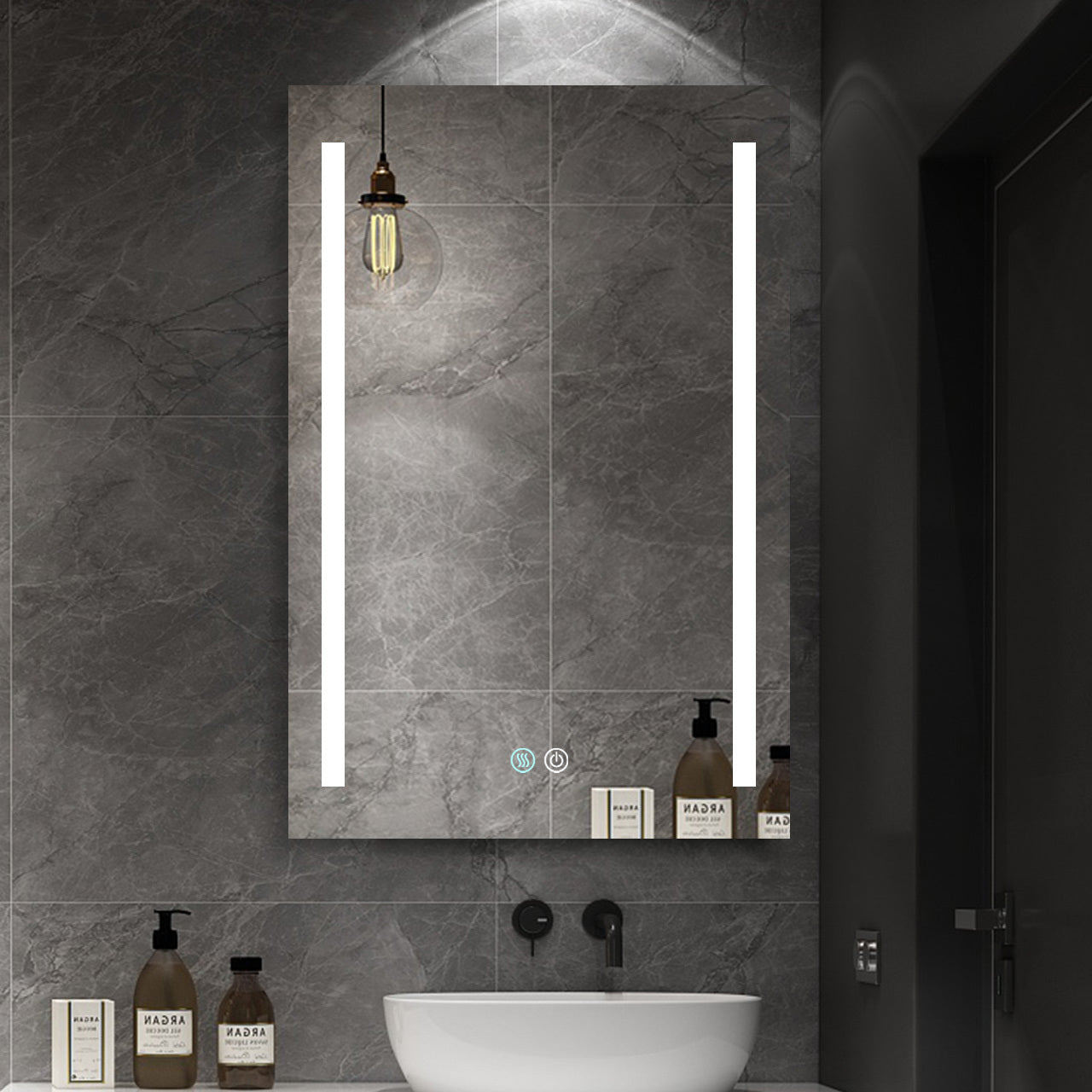 30x20 inch LED Bathroom Medicine Cabinets Surface black-modern-aluminium