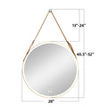 Bathroom Led Mirror 28 Inch Round Bathroom Mirror With Lights Smart 3 Lights Dimmable Illuminated Bathroom Mirror Wall Mounted Large Led Mirror Anti Fog Lighted Vanity Mirror Gold Modern Aluminium