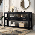 62.2'' Modern Console Table Sofa Table For Living Room With 4 Drawers And 2 Shelves Black Solid Wood Mdf