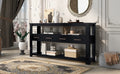 62.2'' Modern Console Table Sofa Table For Living Room With 4 Drawers And 2 Shelves Black Solid Wood Mdf