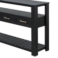 62.2'' Modern Console Table Sofa Table For Living Room With 4 Drawers And 2 Shelves Black Solid Wood Mdf