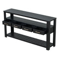 62.2'' Modern Console Table Sofa Table For Living Room With 4 Drawers And 2 Shelves Black Solid Wood Mdf