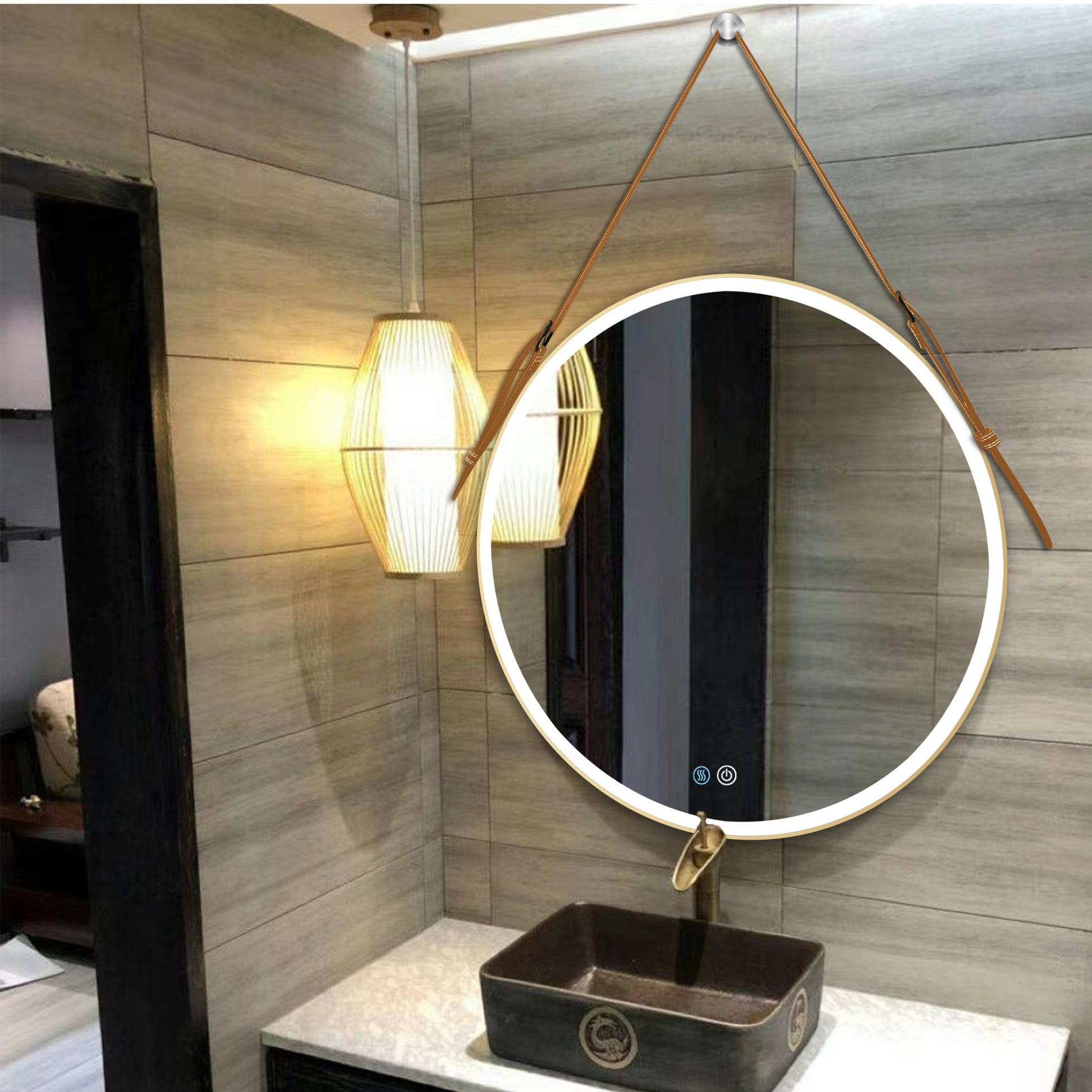 Bathroom Led Mirror 28 Inch Round Bathroom Mirror With Lights Smart 3 Lights Dimmable Illuminated Bathroom Mirror Wall Mounted Large Led Mirror Anti Fog Lighted Vanity Mirror Gold Modern Aluminium