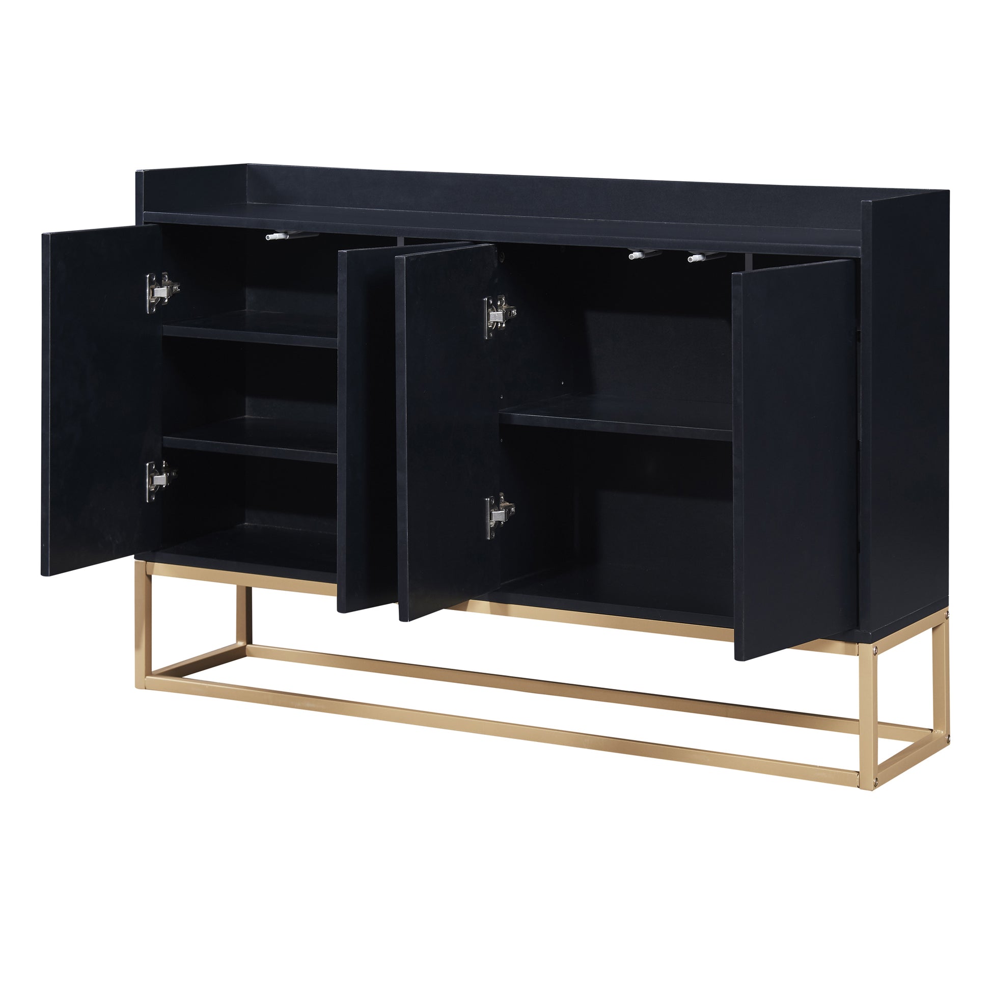 Modern Sideboard Elegant Buffet Cabinet With Large Storage Space For Dining Room, Entryway Black Black Particle Board