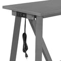 Multipurpose Home Kitchen Dining Bar Table Set With 3 Upholstered Stools Gray Gray Rubber Wood