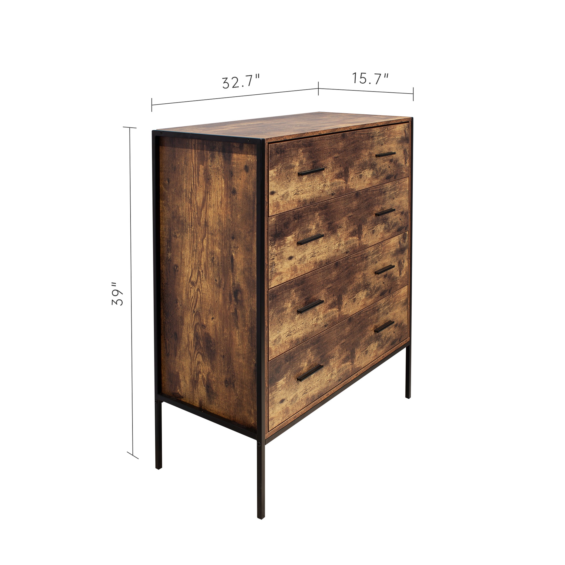 4 drawer dresser brown Industrial Style 4 Drawer Dresser,Rustic Brown Wood Storage Dresser Cl