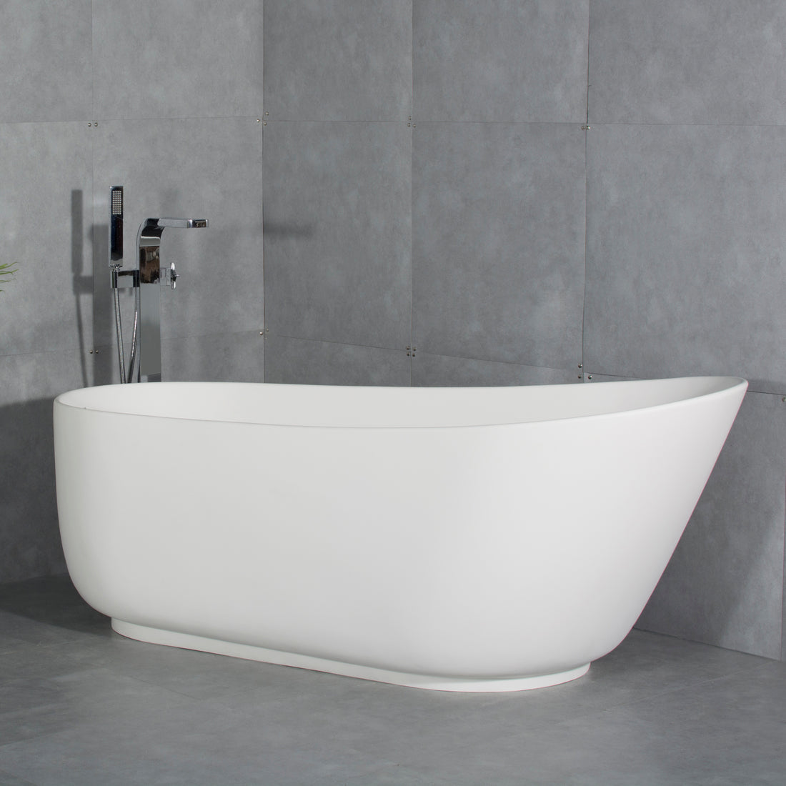 67 inch solid surface stone resin oval shape soaking matte white-oval-bathroom-freestanding
