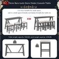 Multipurpose Home Kitchen Dining Bar Table Set With 3 Upholstered Stools Gray Gray Rubber Wood