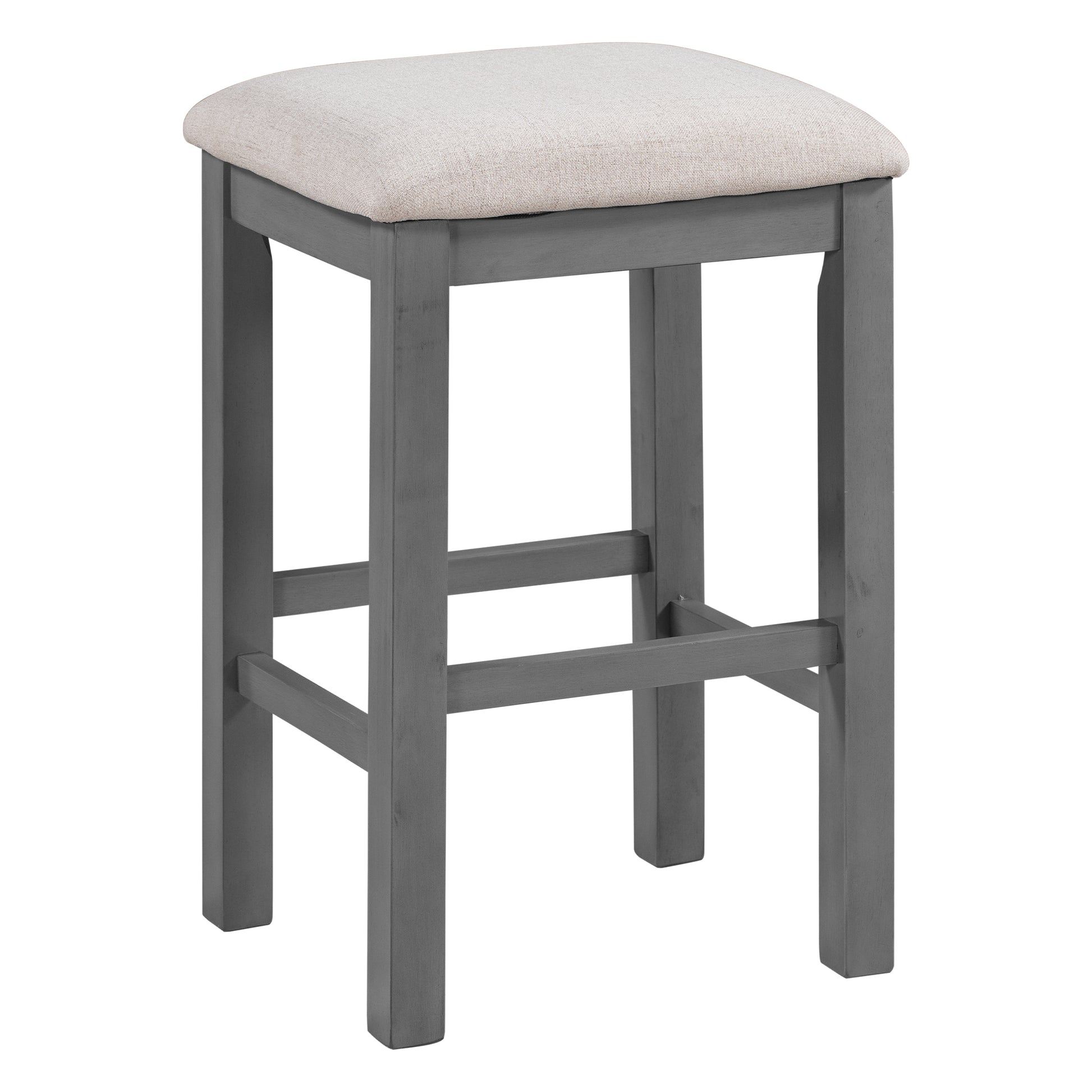 Multipurpose Home Kitchen Dining Bar Table Set With 3 Upholstered Stools Gray Gray Rubber Wood