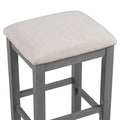 Multipurpose Home Kitchen Dining Bar Table Set With 3 Upholstered Stools Gray Gray Rubber Wood