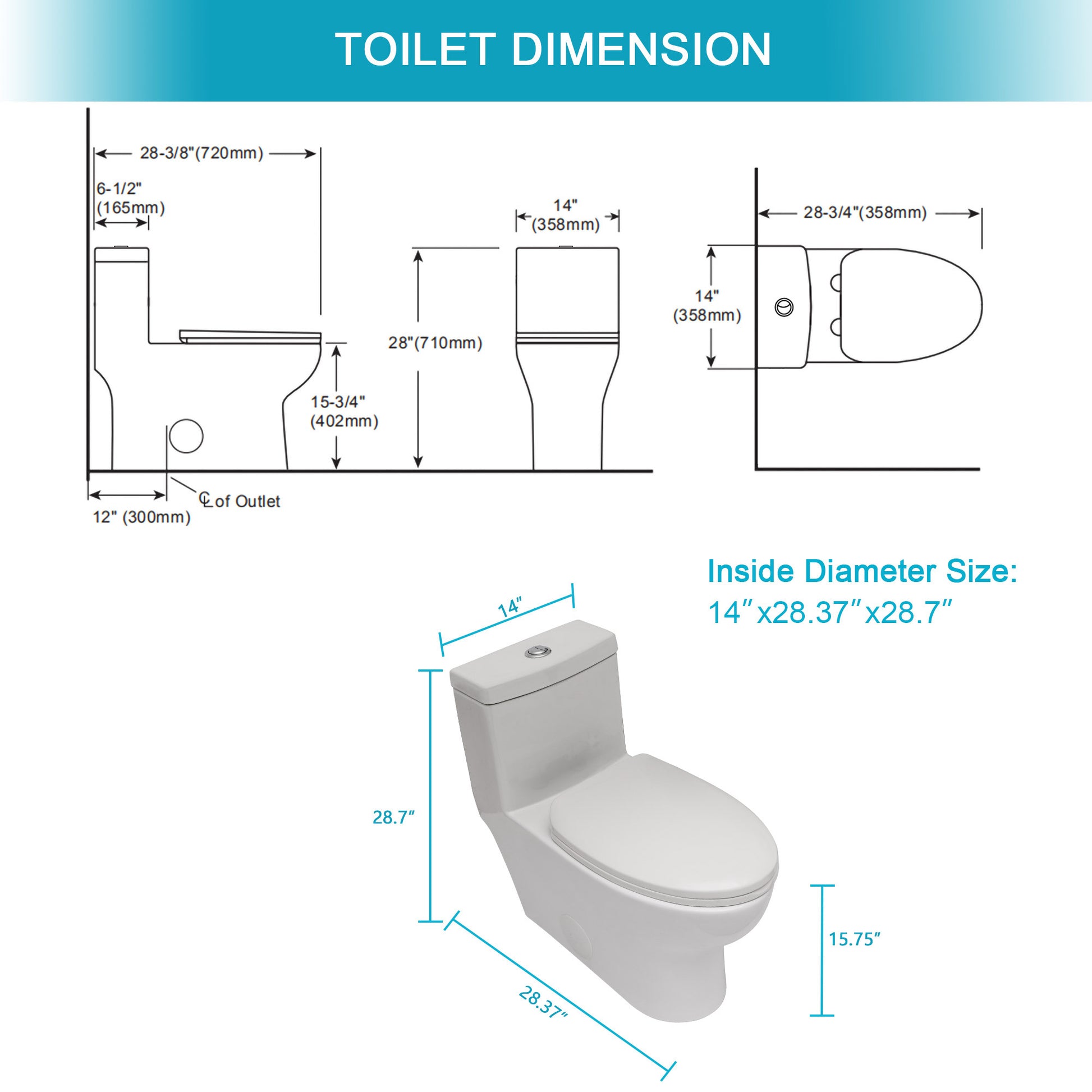 Ceramic One Piece Toilet,Dual Flush with Soft Clsoing white-ceramic