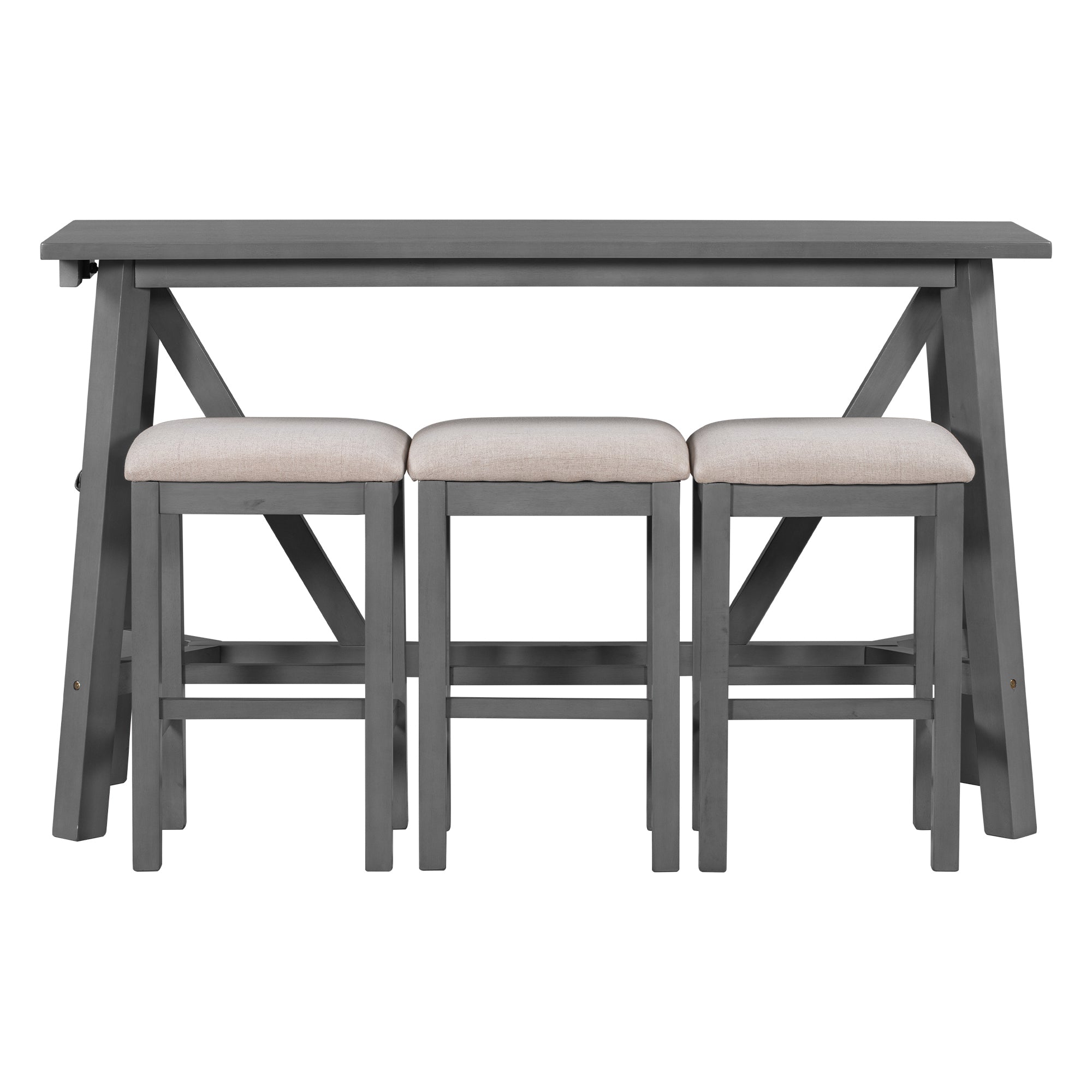Multipurpose Home Kitchen Dining Bar Table Set gray-rubber wood