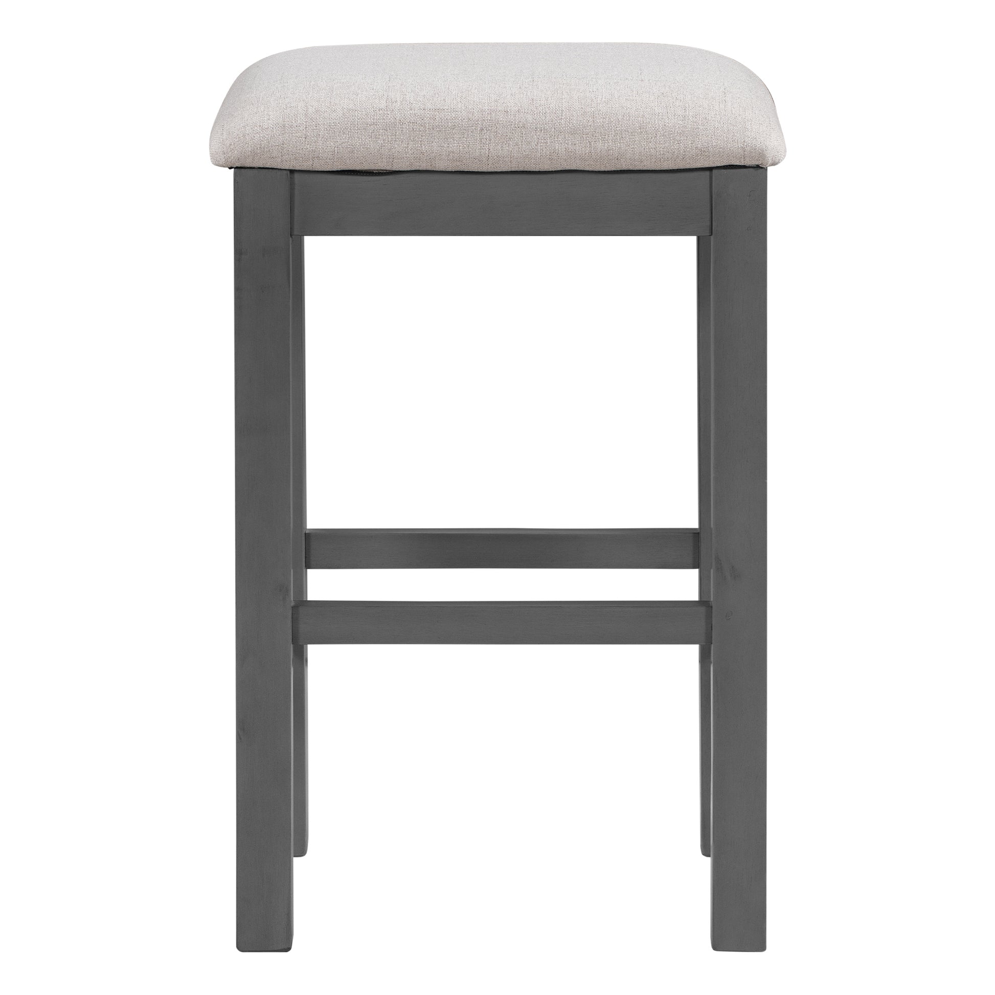 Multipurpose Home Kitchen Dining Bar Table Set With 3 Upholstered Stools Gray Gray Rubber Wood