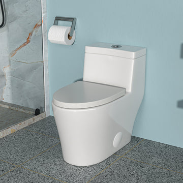 Ceramic One Piece Toilet,Dual Flush With Soft Clsoing Seat White Ceramic