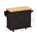 Kitchen Island Cart with Two Storage Cabinets and Two black-mdf