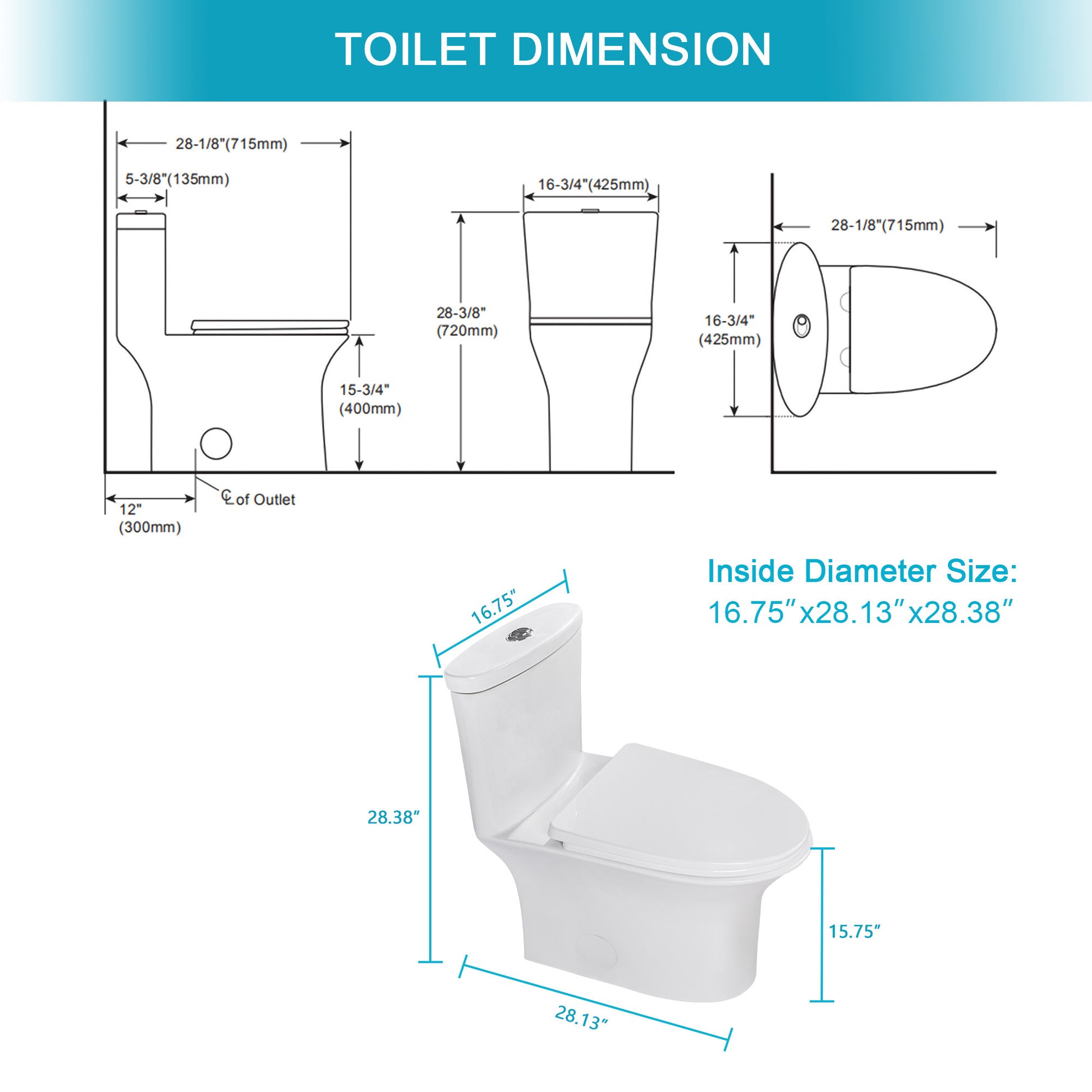 Ceramic One Piece Toilet,Dual Flush with Soft Clsoing white-ceramic