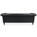 83.66 Inch Width Traditional Square Arm Removable Cushion 3 Seater Sofa Black Pu