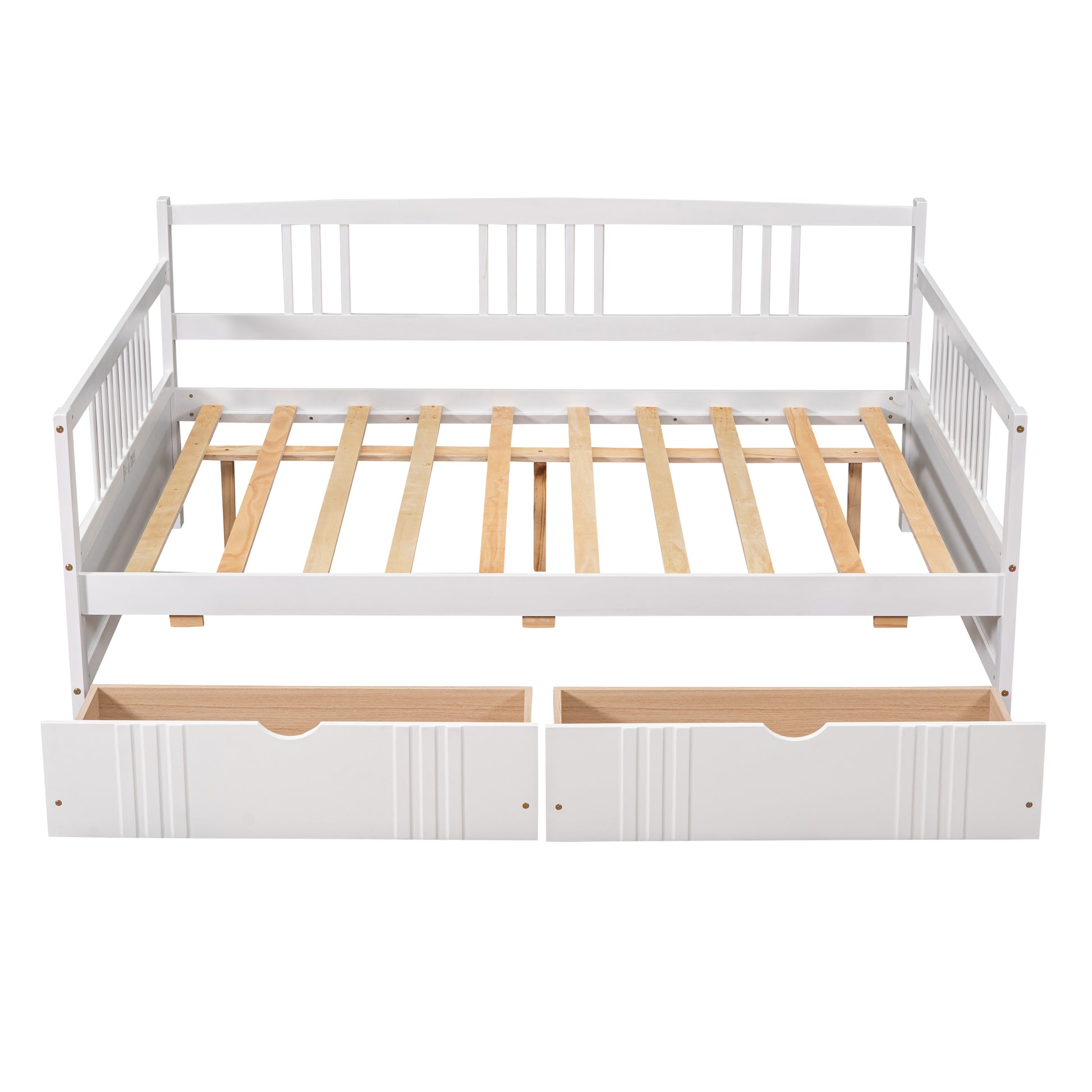 Full Size Daybed Wood Bed With Two Drawers,White Old Sku:Lp000058Aak White Solid Wood