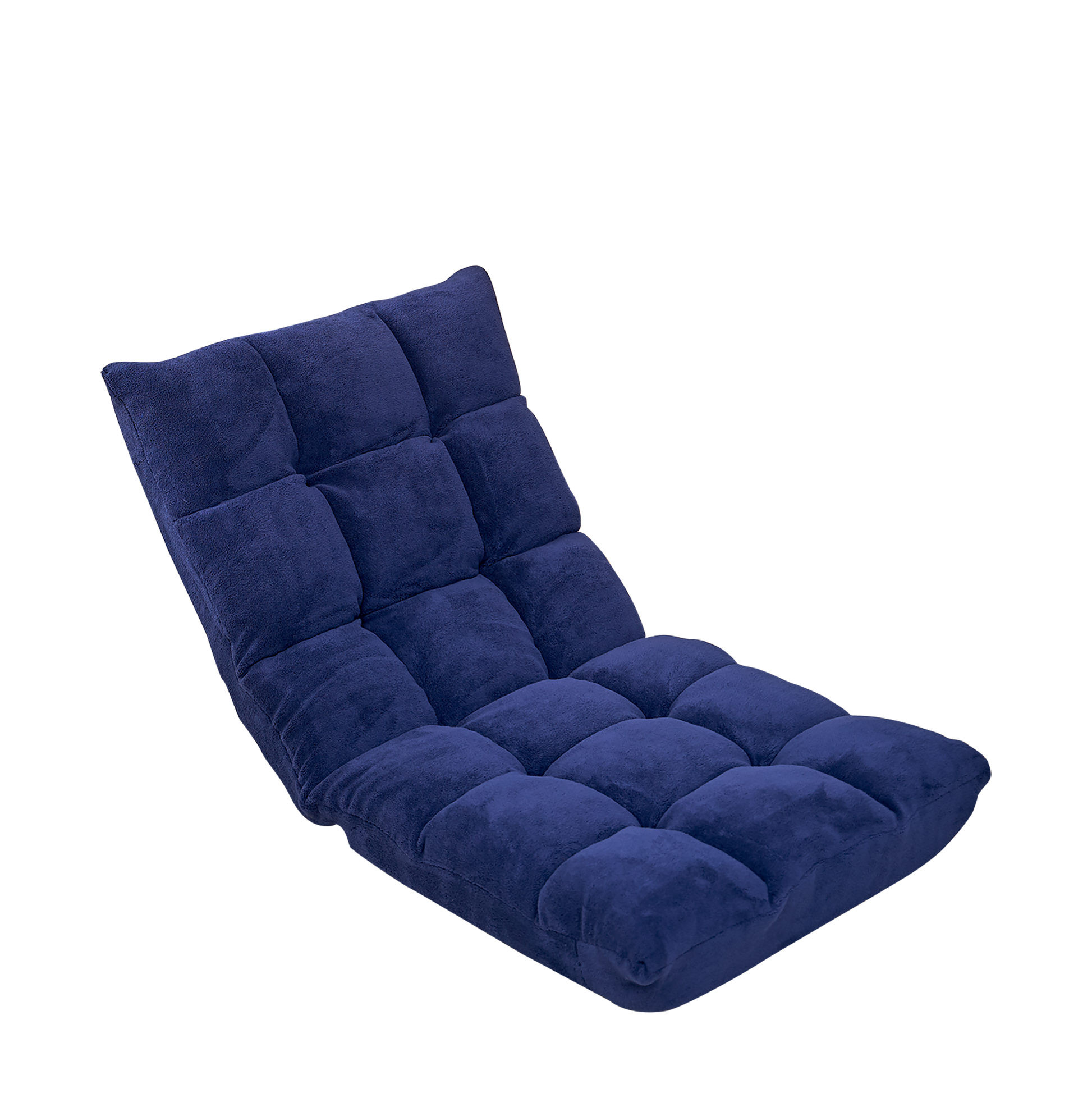 Modern Folding Lounge Chaise For Living Room And Bedroom,5 Reclining Position, Djustable Foldable Modern Leisure Sofa Video Gaming Sofa Navy Cotton Metal