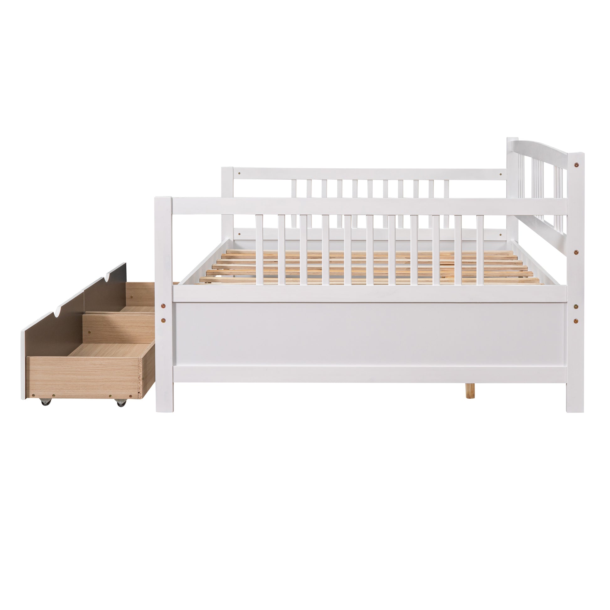 Full Size Daybed Wood Bed With Two Drawers,White Old Sku:Lp000058Aak White Solid Wood