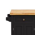 Kitchen Island Cart with Two Storage Cabinets and Two black-mdf