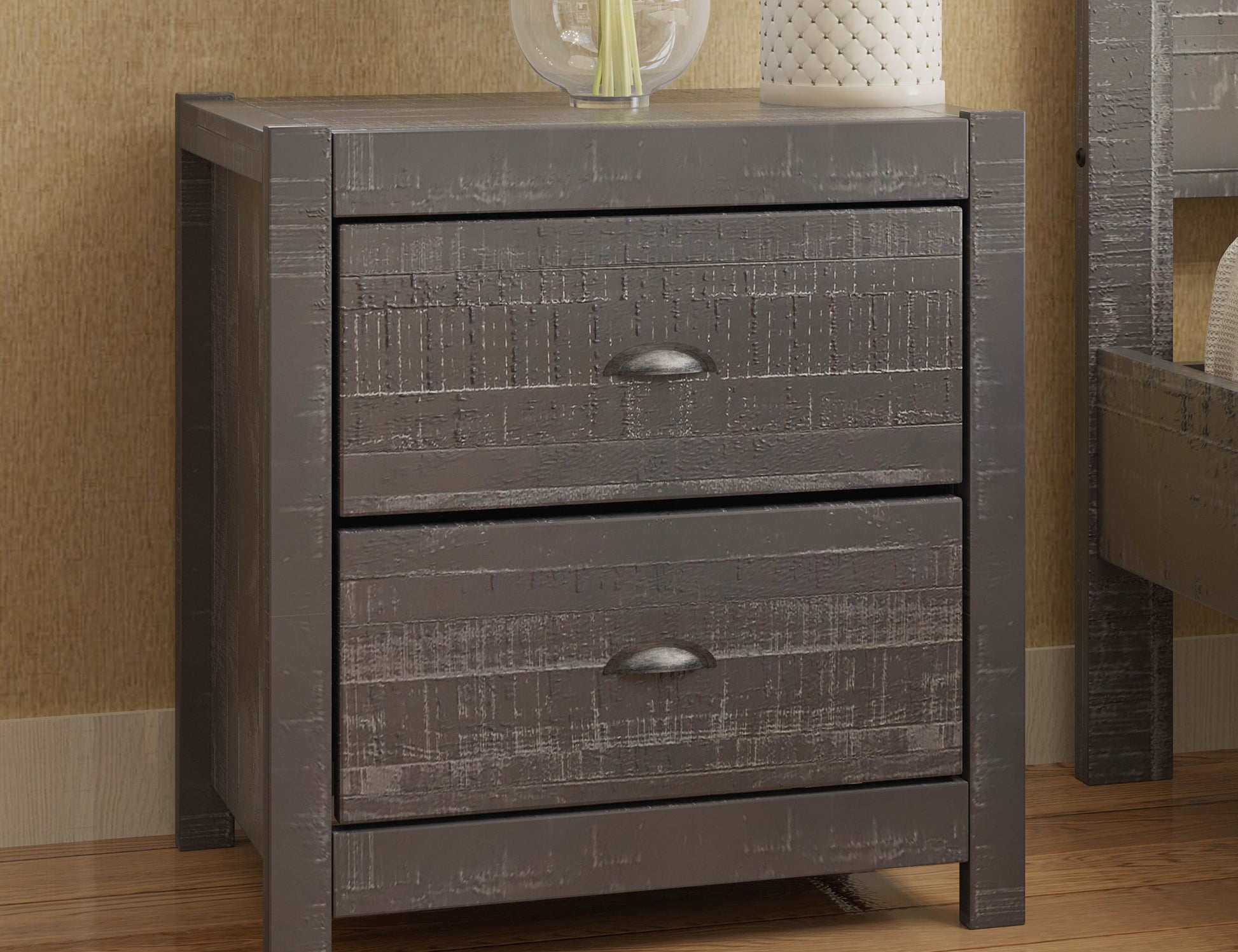 Solid Wood Night Stand, Bedside Table, End Table, Desk With Drawers For Living Room, Bedroom Grey Grey Solid Wood