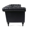 83.66 Inch Width Traditional Square Arm Removable Cushion 3 Seater Sofa Black Pu