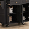 Kitchen Island Cart With Two Storage Cabinets And Two Locking Wheels,43.31 Inch Width,4 Door Cabinet And Two Drawers,Spice Rack, Towel Rack Black Black Mdf